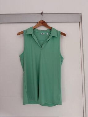 Sleeveless Collared Golf FJ Tank Top - Mint Green